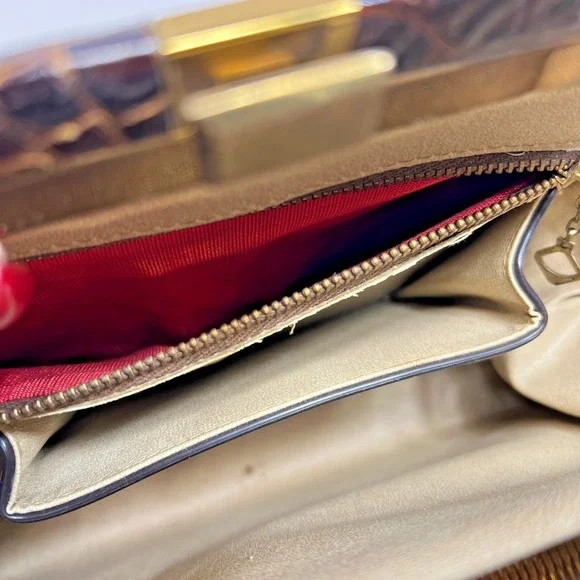 Gorgeous Vintage 1950s 60's Vassar Cognac Brown Alligator Skin Handbag Frame Bag - Picture 8 of 13